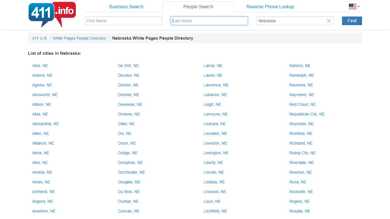 Nebraska White Pages People Directory - 411.info™
